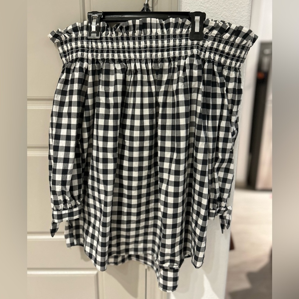 kate spade gingham off the shoulder top